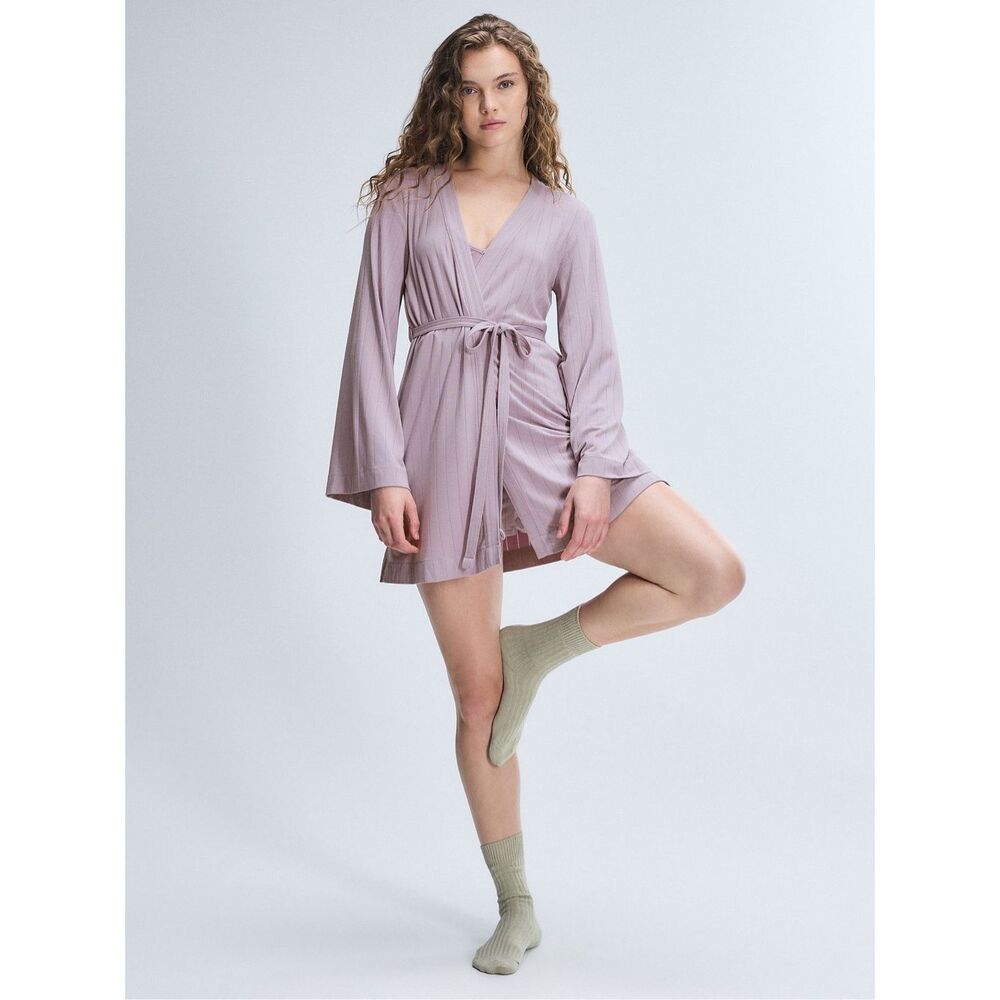 Savage X Fenty Sleek Stitch Modal Short Robe In Purple Smoke Size M/L